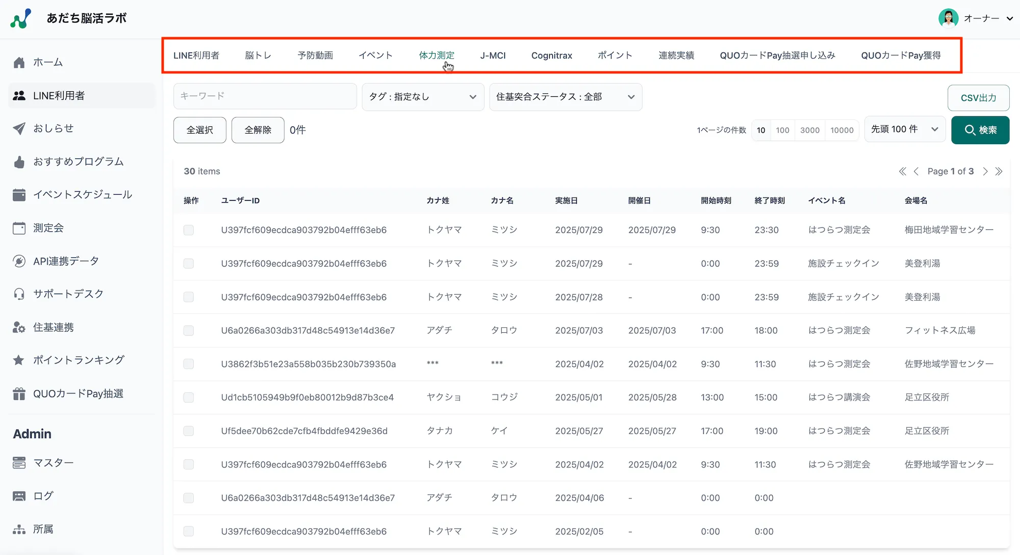 LINE利用者一覧