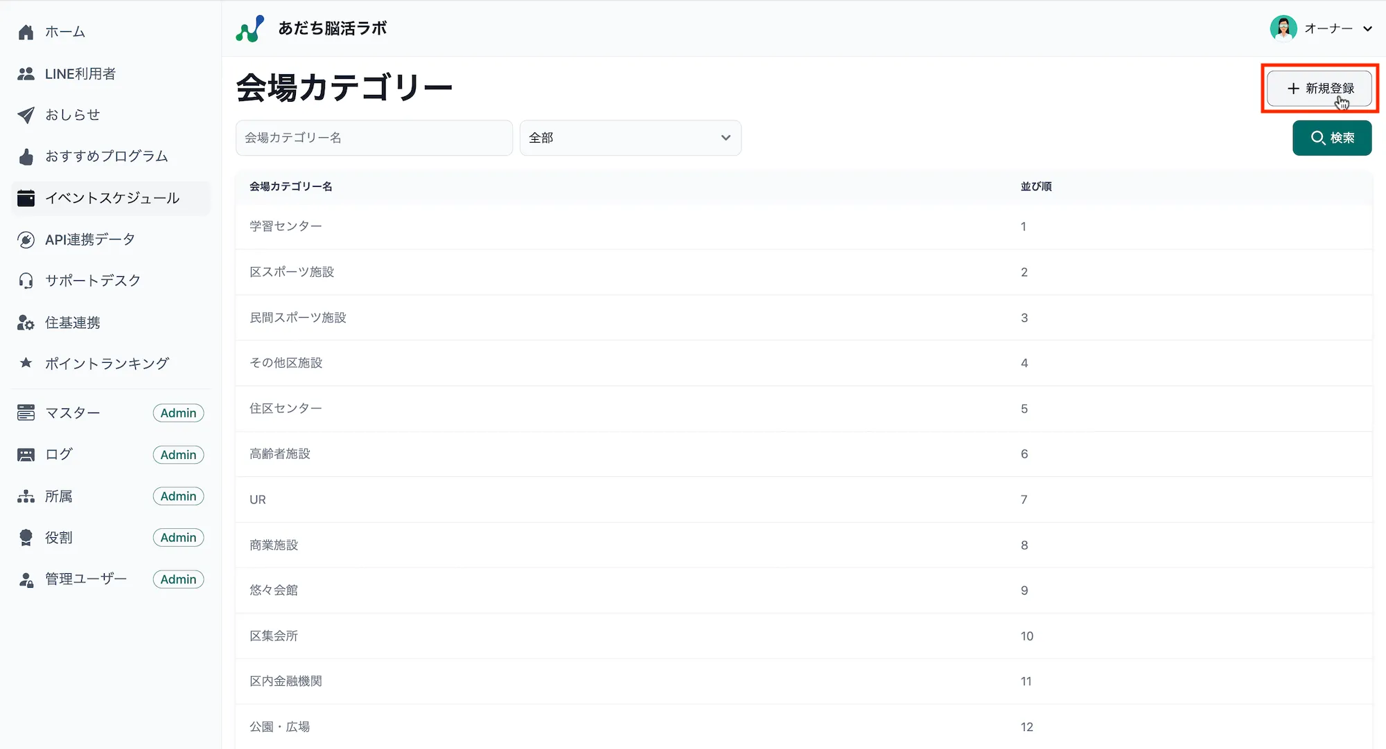 マスター一覧