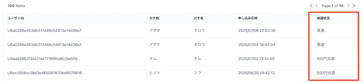 抽選状況